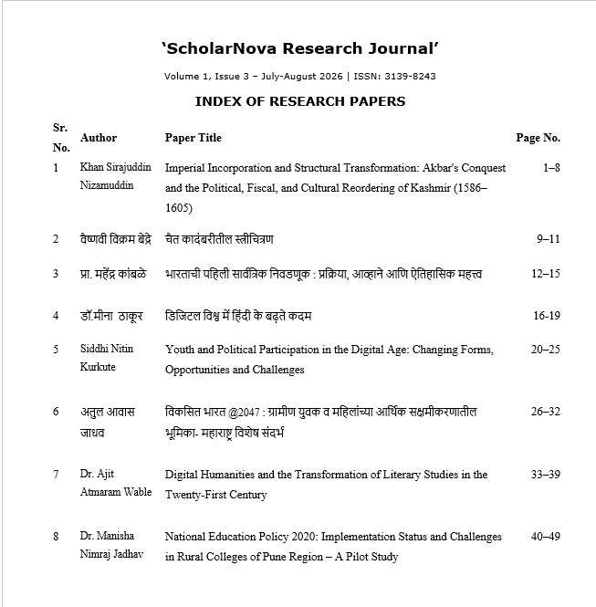 					View Vol. 1 No. 3 (2026): ScholarNova Research Journal Vol. 1 No. 3 (July-August 2026)
				